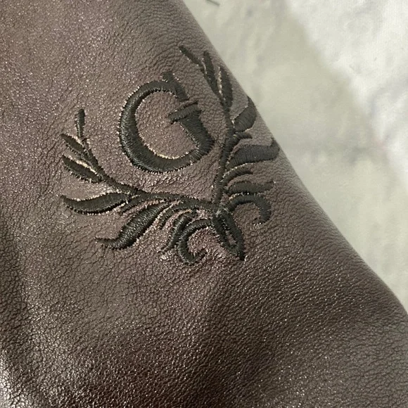 Womens Guess Jacket size Medium Brown Faux Leather Zip Up Jacket - Picture 6 of 9